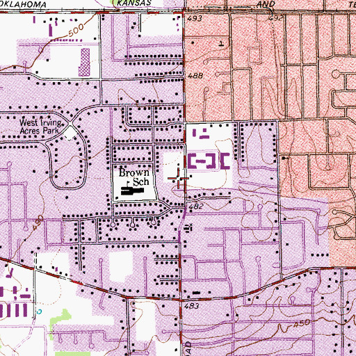 Topographic Map of Story Road Baptist Church, TX