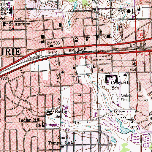 Topographic Map of Segunda Iglesia Bautista Church, TX