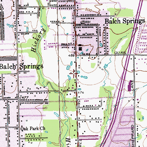 Topographic Map of Shady Grove Baptist Church, TX