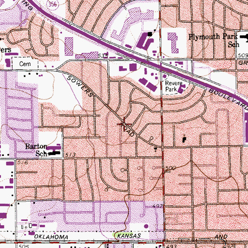 Topographic Map of Sherwood Park Baptist Church, TX
