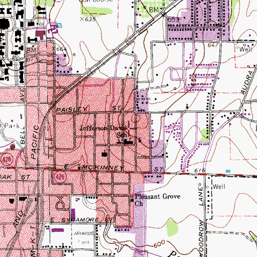 Topographic Map of Betania Iglesia Bautista Church, TX