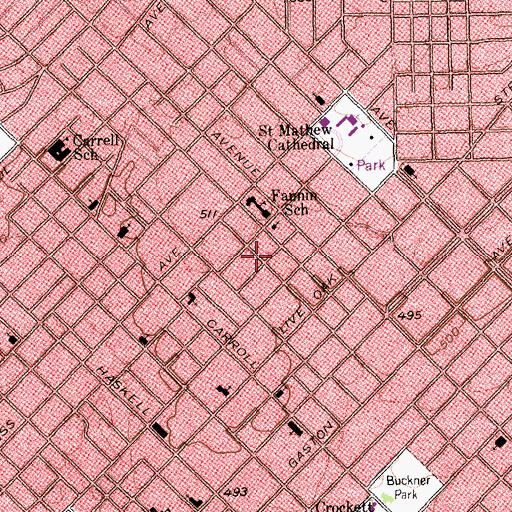 Topographic Map of Faith Community Church, TX