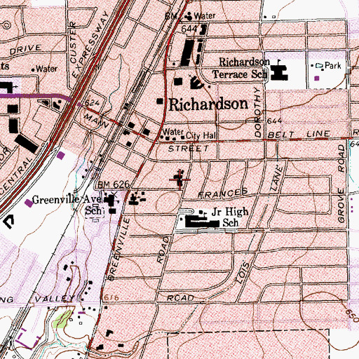 Topographic Map of Community Bible Chapel Church, TX