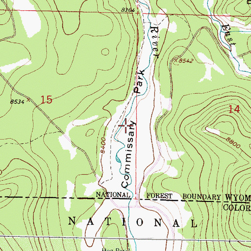 Topographic Map of Commissary Park, CO