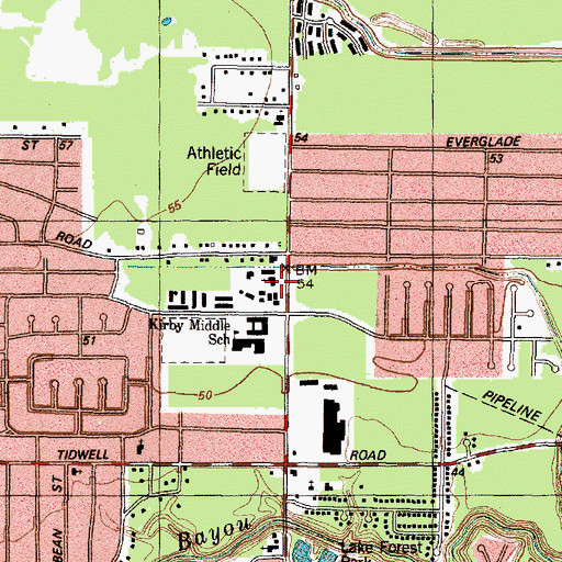 Topographic Map of Greater Progressive Baptist Church of Houston, TX