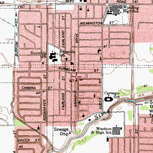 Topographic Map of Saint Lukes African Methodist Episcopal Church, TX