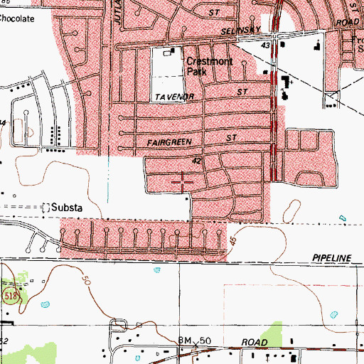 Topographic Map of Park Village Baptist Church, TX