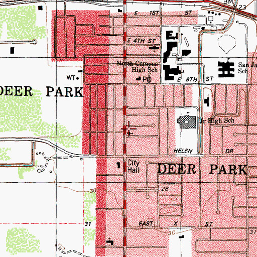 Topographic Map of Deer Park Pentecostal Church, TX