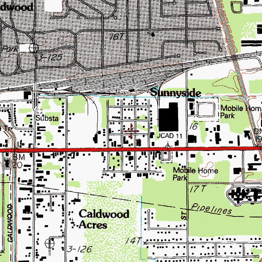 Topographic Map of Sunnyside Baptist Church, TX