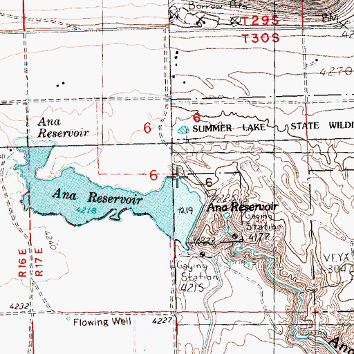 Topographic Map of Ana Reservoir County Park, OR