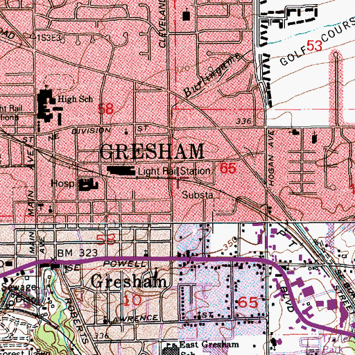 Topographic Map of Cedar Park, OR