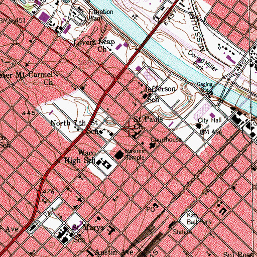 Topographic Map of Saint Pauls Episcopal Church, TX