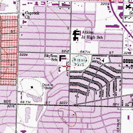 Topographic Map of Oakwood Baptist Church, TX