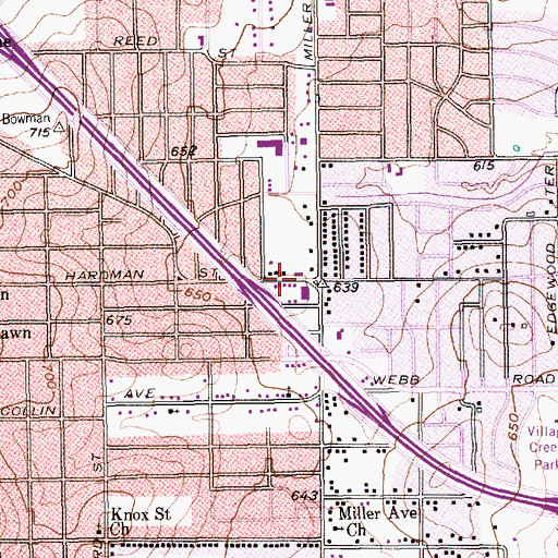 Topographic Map of Saint Mark Cumberland Presbyterian Church, TX