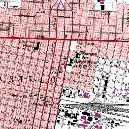 Topographic Map of Buchanan Street United Methodist Church, TX