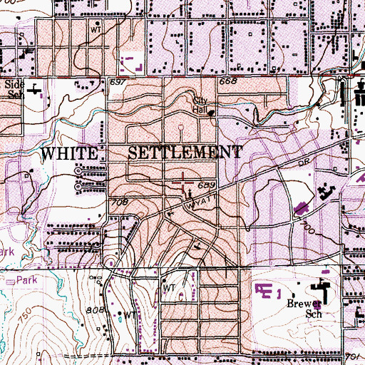 Topographic Map of Wyatt Drive Baptist Church, TX