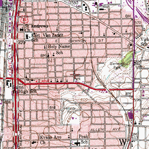 Topographic Map of Mount Carmel Baptist Church, TX