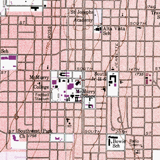 Topographic Map of Unitarian Universalist Fellowship Church, TX