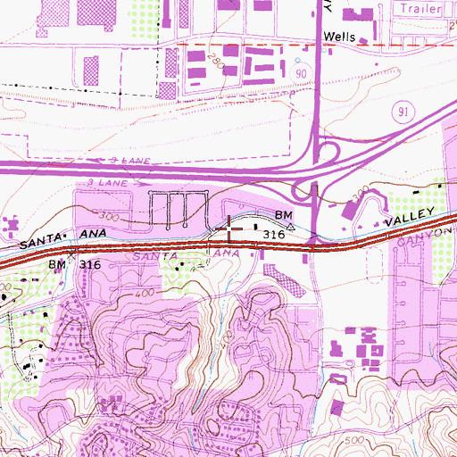 Topographic Map of Anaheim Hills Post Office, CA
