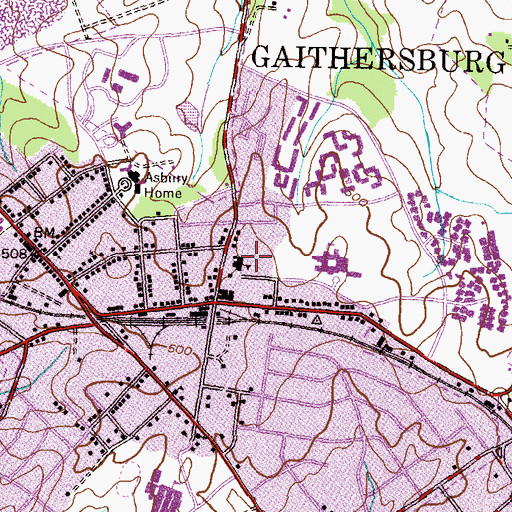Topographic Map of Gaithersburg Elementary School, MD