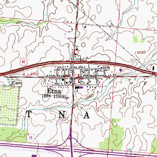 Topographic Map of Etna Post Office, OH