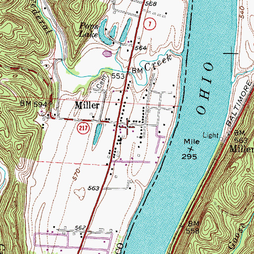 Topographic Map of Miller Post Office (historical), OH