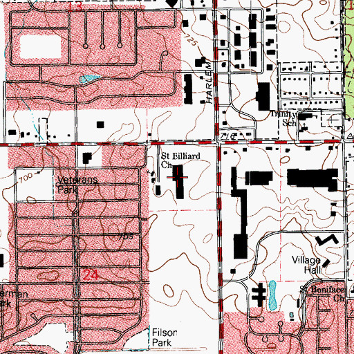 Topographic Map of Park Center Plaza Shopping Center, IL