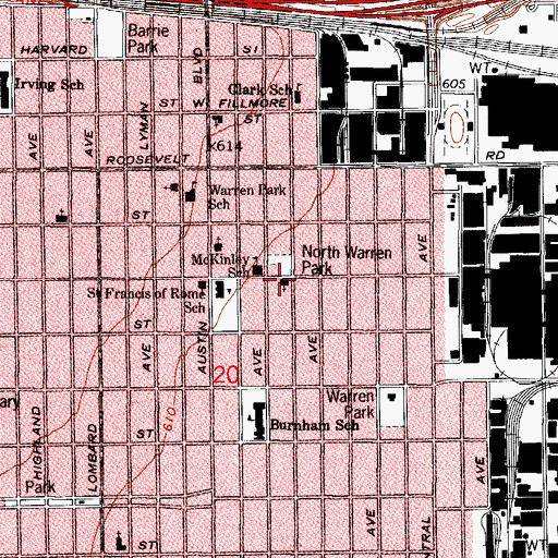 Topographic Map of First Baptist Church of Cicero, IL