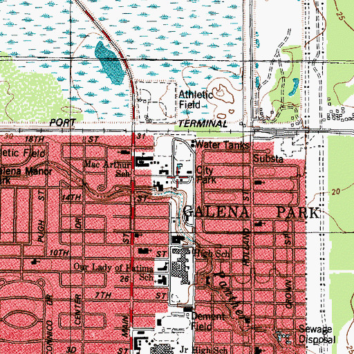 Topographic Map of Galena Park City Park, TX