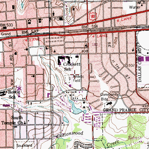 Topographic Map of Crockett Park, TX