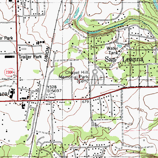 Topographic Map of Chapel Hill Park, TX