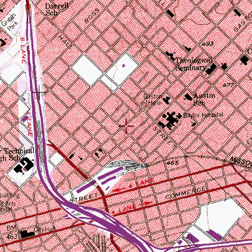 Topographic Map of Central Square Park, TX