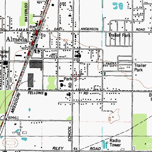 Topographic Map of Almeda Park, TX