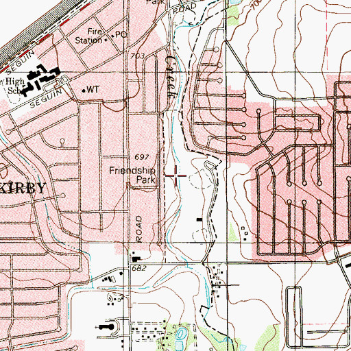 Topographic Map of Kirby City Park, TX