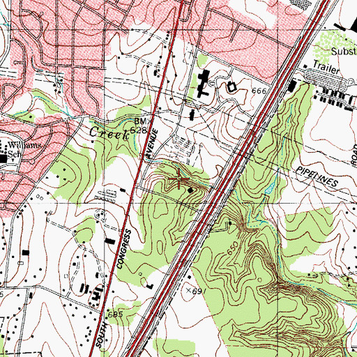 Topographic Map of South Boggy Creek Greenbelt Park, TX