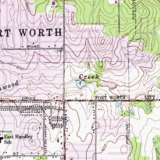 Topographic Map of Sandy Lane Park, TX