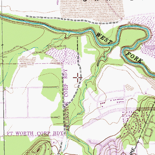 Topographic Map of River Legacy Park, TX