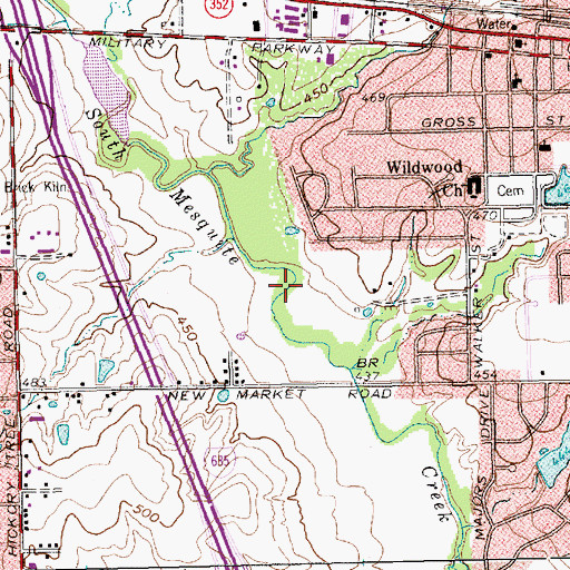 Topographic Map of Parschall Park, TX