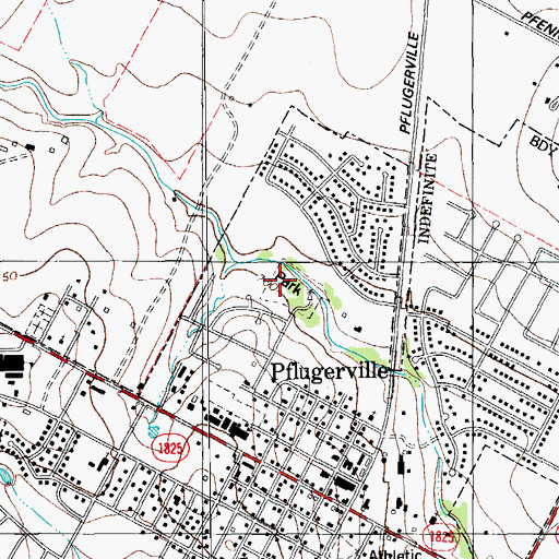 Topographic Map of Pfluger Park, TX