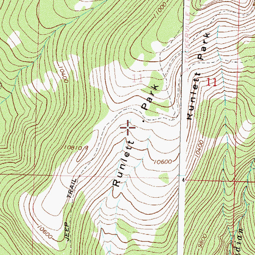Topographic Map of Runlett Park, CO