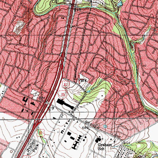 Topographic Map of North Oaks Park, TX
