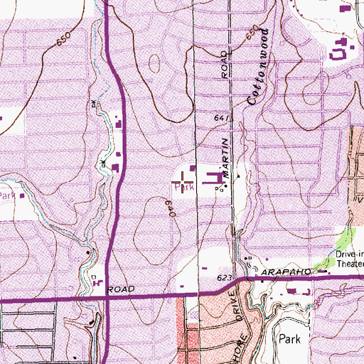 Topographic Map of Woodland Park, TX