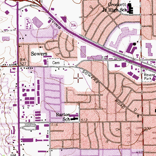 Topographic Map of Wyche Park, TX