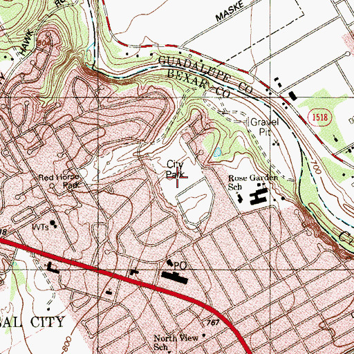 Topographic Map of Universal City Park, TX
