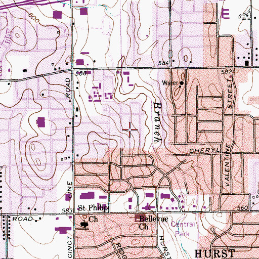 Topographic Map of Valentine Park, TX