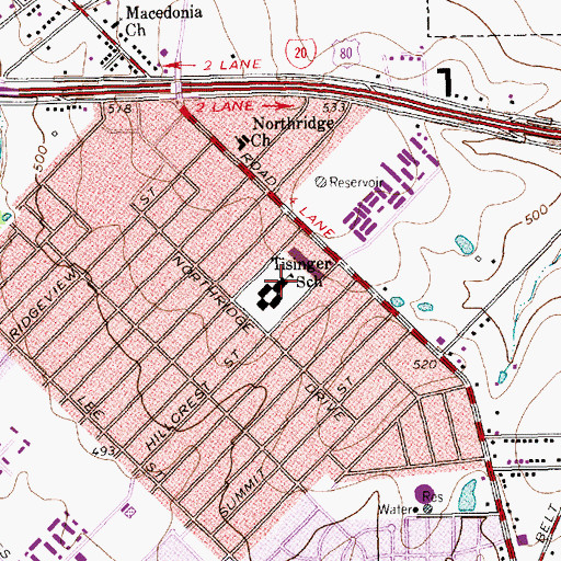 Topographic Map of Tisinger Park, TX