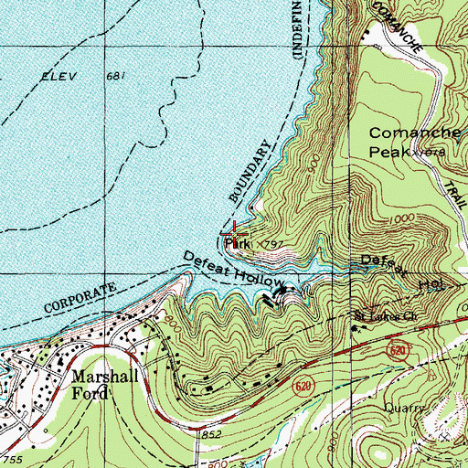 Topographic Map of Tom Hughes Park, TX
