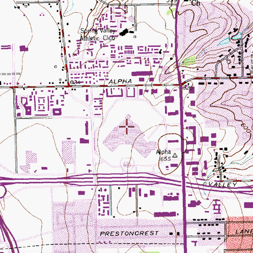 Topographic Map of Valley View Center Shopping Center, TX
