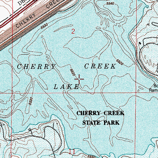 Topographic Map of Cherry Creek Lake, CO