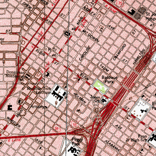 Topographic Map of Houston Fire Station 7, TX